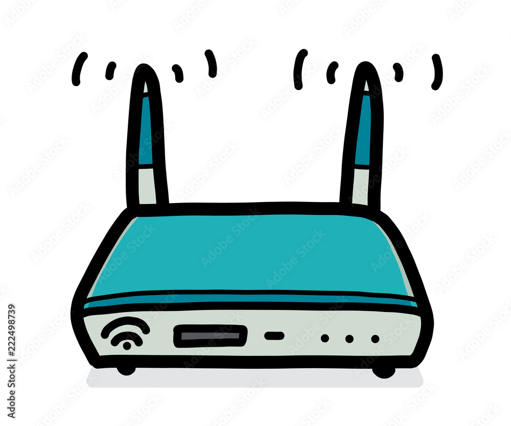 wifi router / cartoon vector and illustration, hand drawn style, isolated  on white background. Stock Vector | Adobe Stock