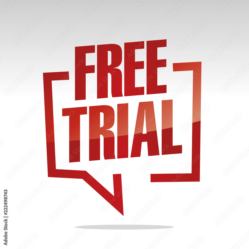 Free trial in brackets speech red white isolated sticker icon Free trial in brackets speech red white isolated sticker icon