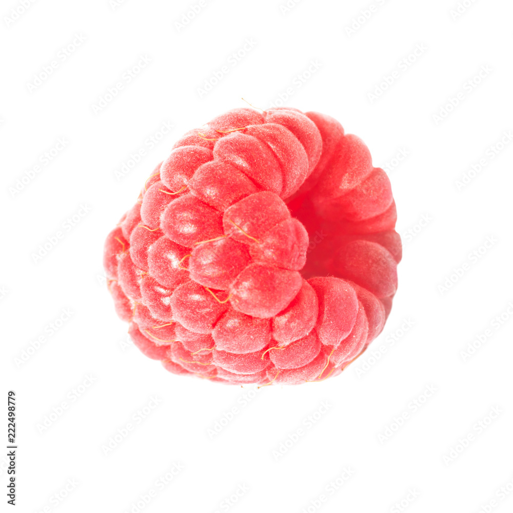 One red ripe raspberry isolated on white background One red ripe raspberry isolated on white background