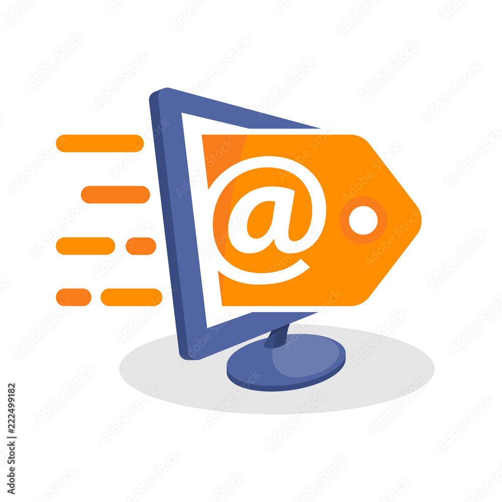 Vector icon illustration with digital media concepts about online domain promotion Vector icon illustration with digital media concepts about online domain promotion