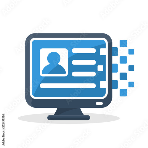 Vector illustration icon with digital communication concept, about online registration
