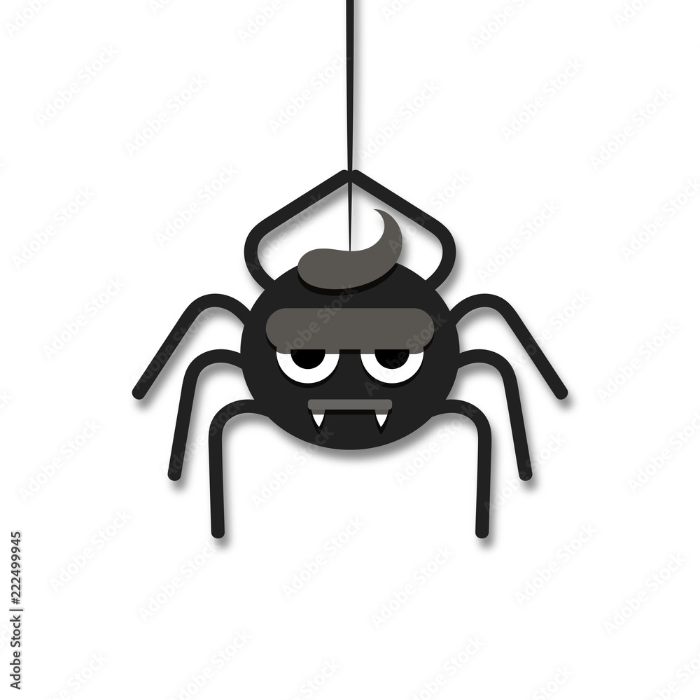 Cartoon cute spider hanging on the web. Stock Vector | Adobe Stock
