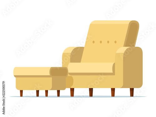 Vector illustration sofa chair with footstool