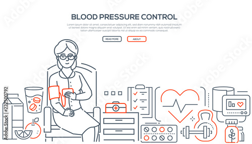 Blood pressure control - modern line design style banner