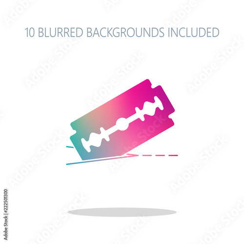 razor blade and cutting line. simple icon. Colorful logo concept