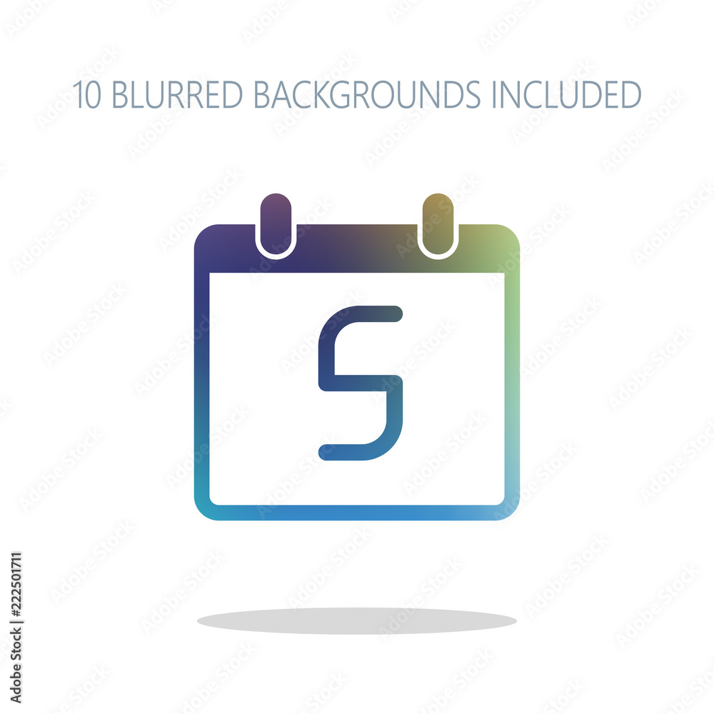 calendar with 5 day, simple icon. Colorful logo concept with sim calendar with 5 day, simple icon. Colorful logo concept with sim