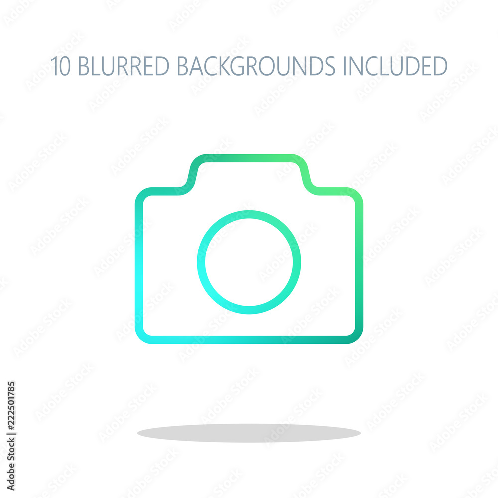 Photo camera, linear symbol with thin outline, simple icon. Colo Photo camera, linear symbol with thin outline, simple icon. Colo