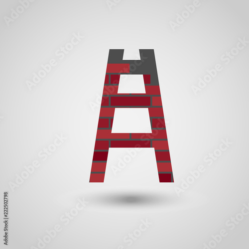 ladder with red bricks, construction, building concept