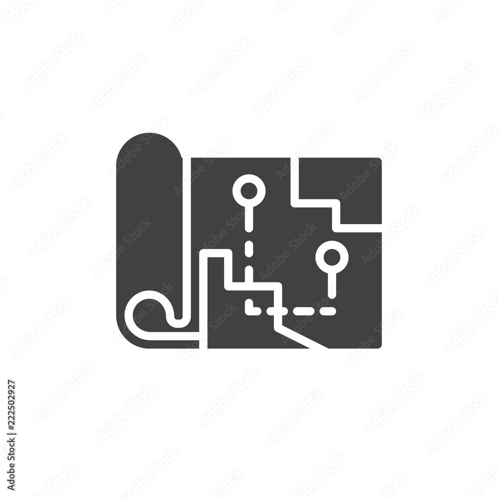 Map route vector icon. filled flat sign for mobile concept and web design. Paper city map path simple solid icon. Symbol, logo illustration. Pixel perfect vector graphics Map route vector icon. filled flat sign for mobile concept and web design. Paper city map path simple solid icon. Symbol, logo illustration. Pixel perfect vector graphics