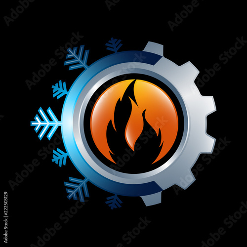 Snowflake and sun symbol for air conditioning and ventilation