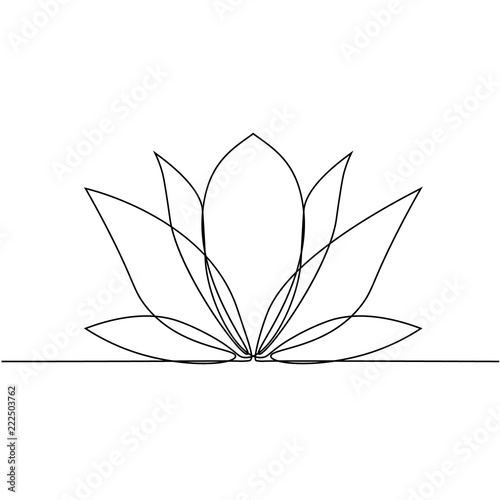 Lotus flower line art. Minimalist contour drawing. One line artwork