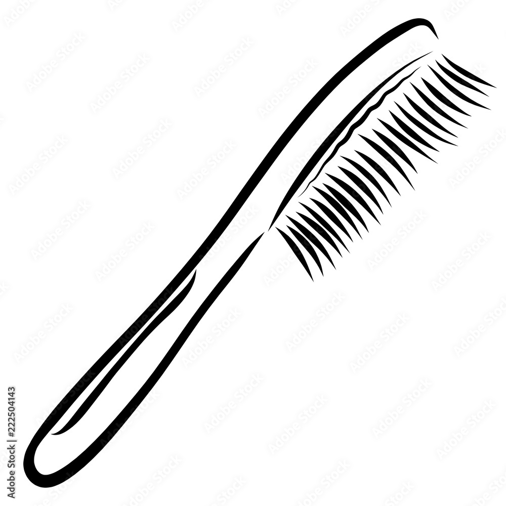 Toothbrush or comb or brush, sketch with smooth lines Toothbrush or comb or brush, sketch with smooth lines