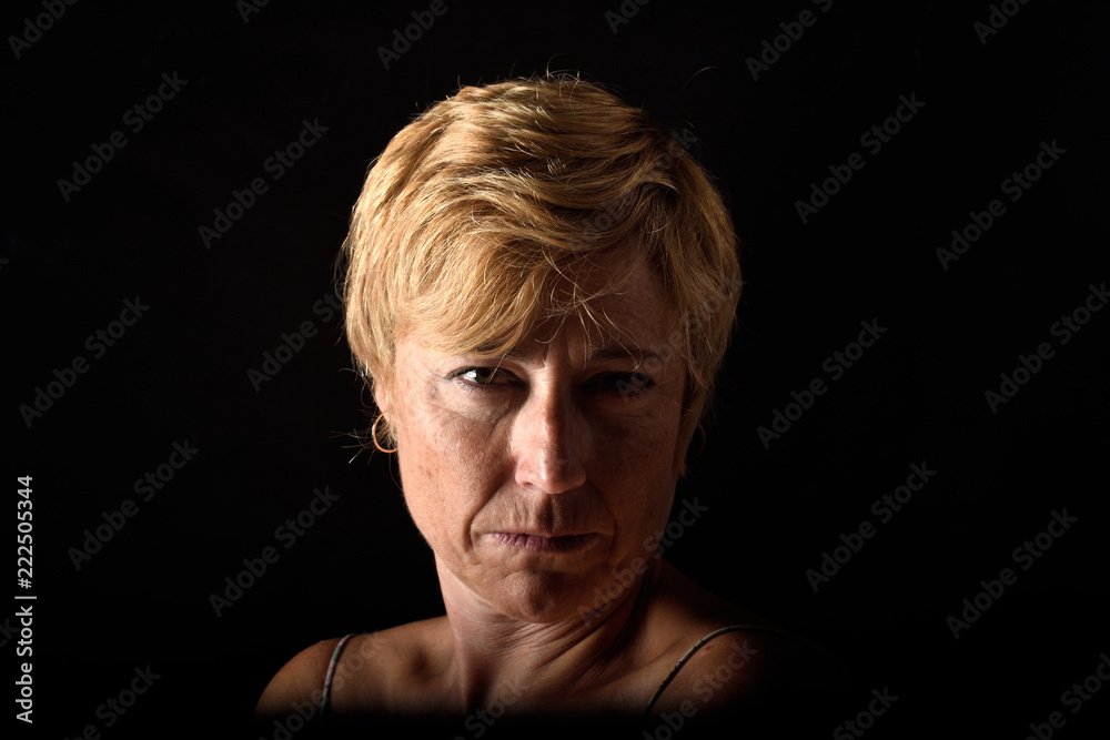middle-aged woman angry