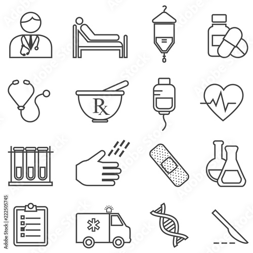 Medical, health, healthcare line icons