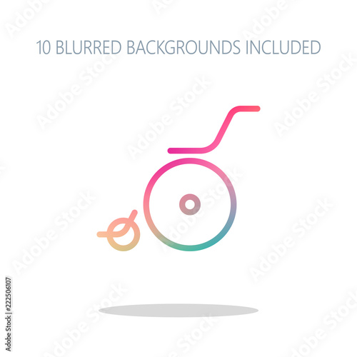 Wheelchair. Linear, thin outline. Colorful logo concept with sim