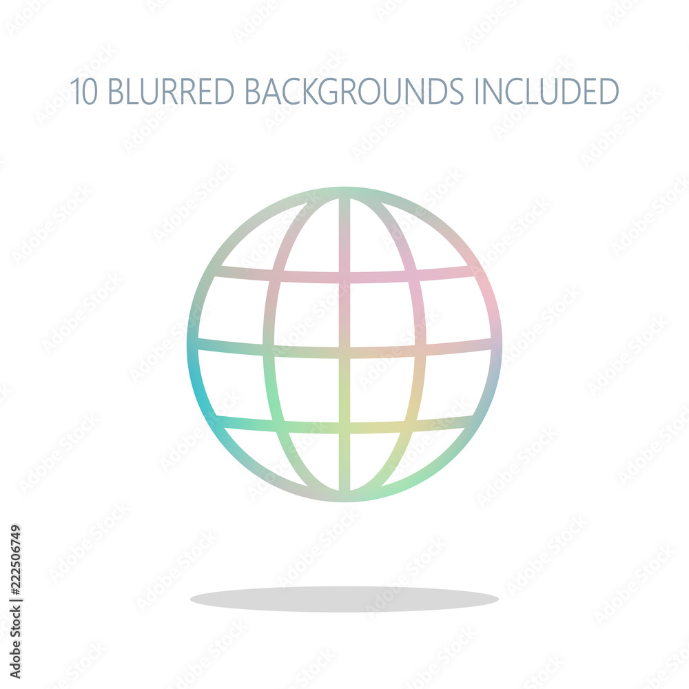 Simple globe icon. Linear, thin outline. Colorful logo concept w Simple globe icon. Linear, thin outline. Colorful logo concept w
