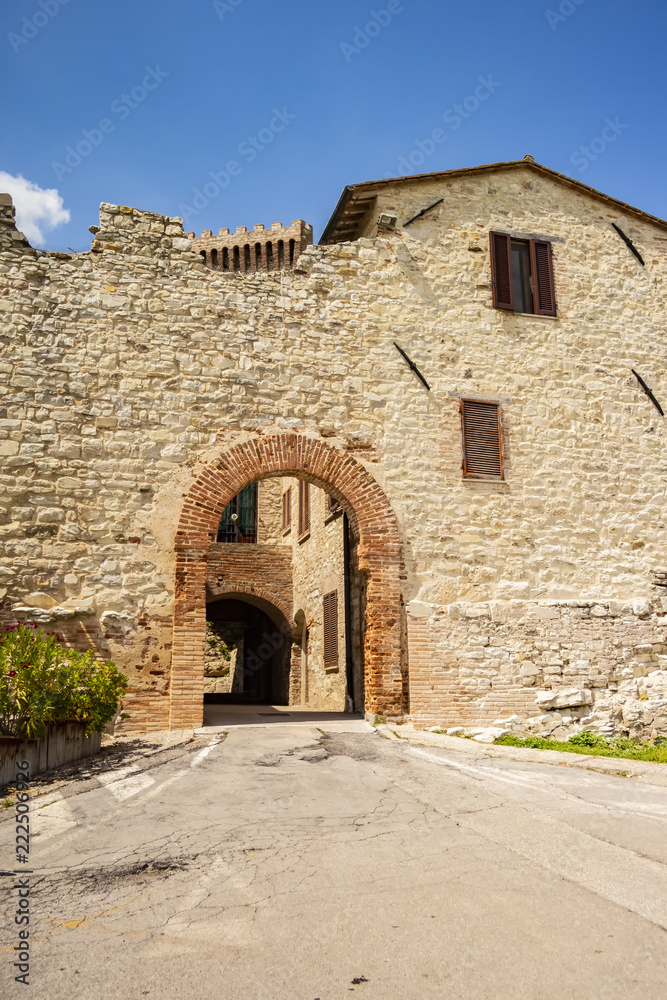 Entrance walls in the medieval village of Castiglione del Lago, Umbria - Italy