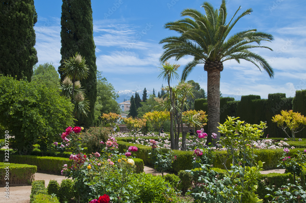 Gartenanlage, Medina, Alhambra, Granada, Andalusien, Spanien