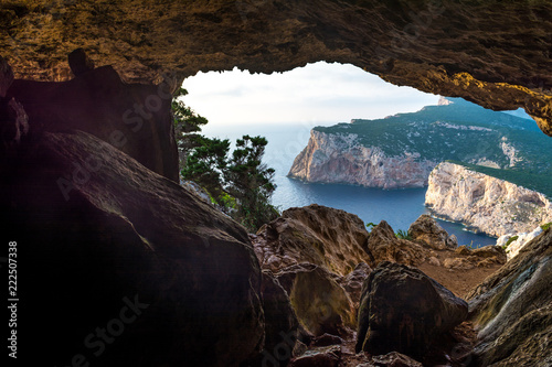landscape of sardinian coast viewed from vasi rotti cave © replica73