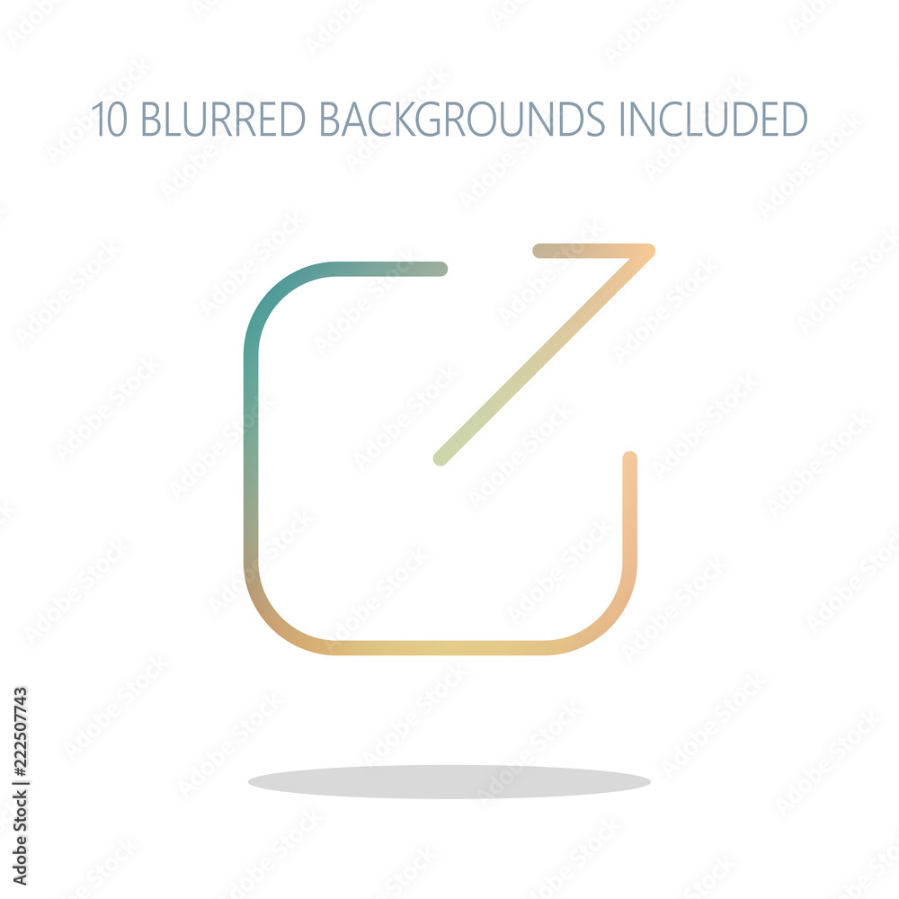 Share, logout or upload. Diagonal arrow out square. Colorful log Share, logout or upload. Diagonal arrow out square. Colorful log