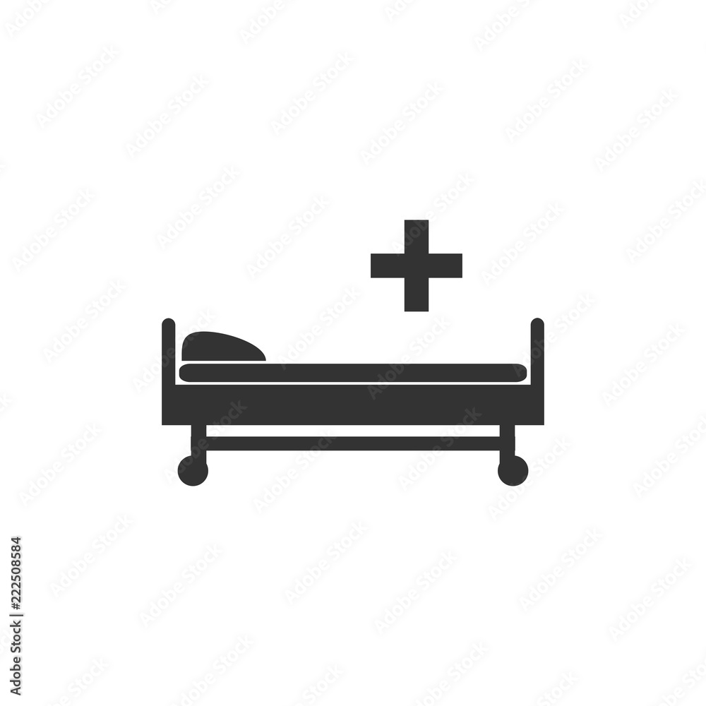 Hospital bed icon. Vector illustration, flat design. Hospital bed icon. Vector illustration, flat design.
