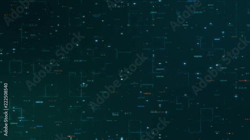 Wallpaper Mural animation of a futuristic tech background with random geometric elements and numbers (3d render) Torontodigital.ca