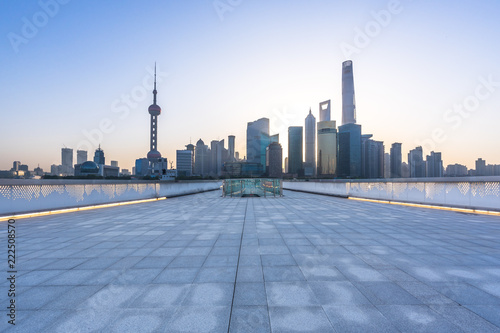 shanghai skyline at sunset