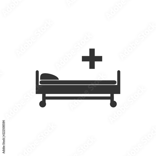 Hospital bed icon. Vector illustration, flat design.