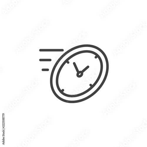 Fast time outline icon. linear style sign for mobile concept and web design. rush hour simple line vector icon. Clock symbol, logo illustration. Pixel perfect vector graphics