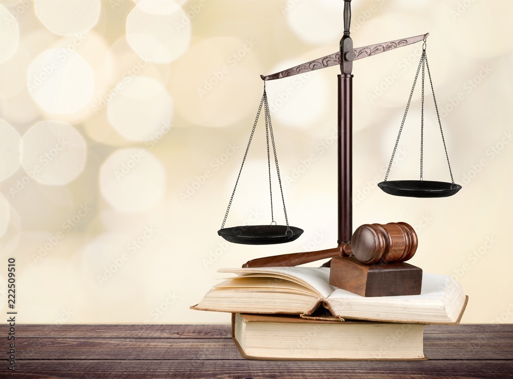 Justice Scales and books and wooden gavel on table. Justice Justice Scales and books and wooden gavel on table. Justice