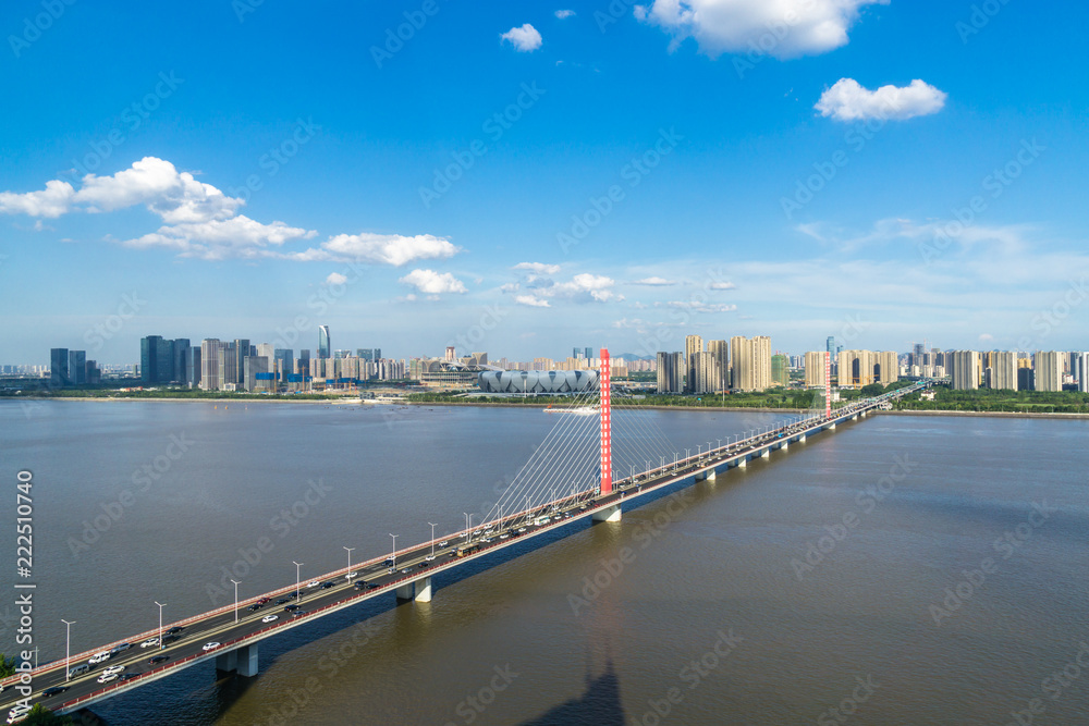 panoramic city skyline in hangzhou china