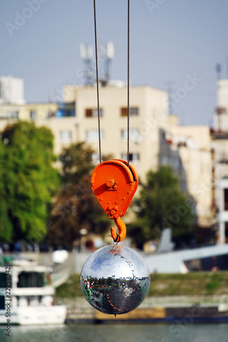 Crane and disco ball