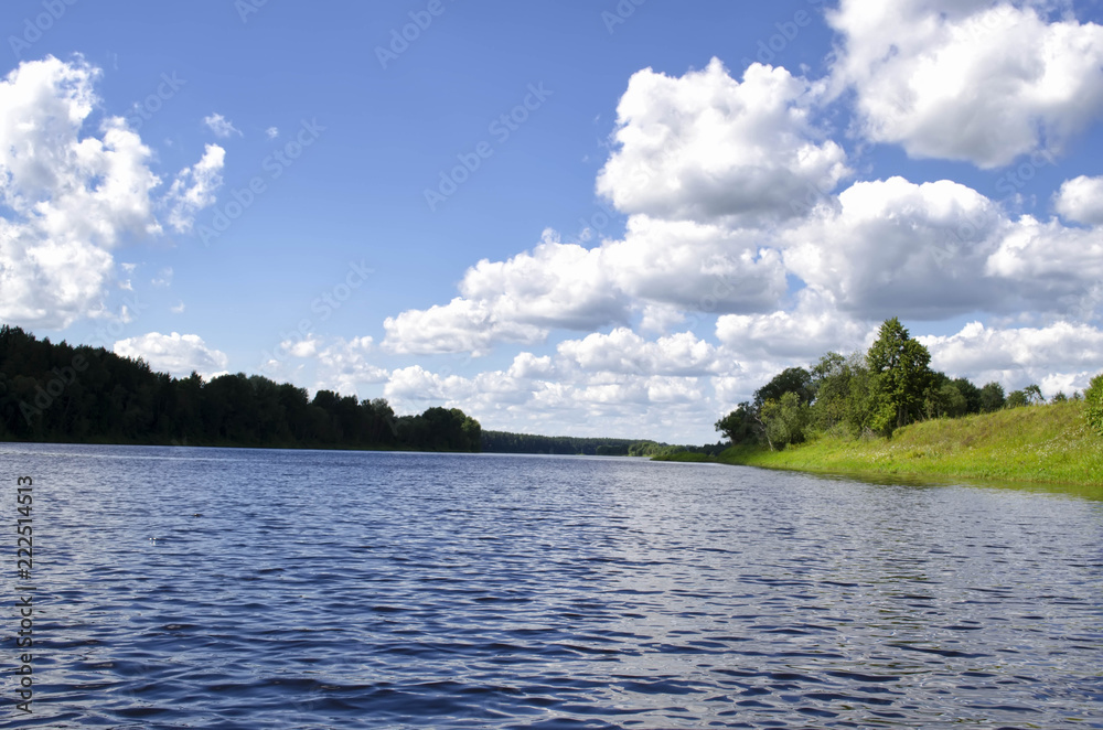 Wide river in summer