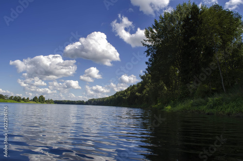 Wide river in summer