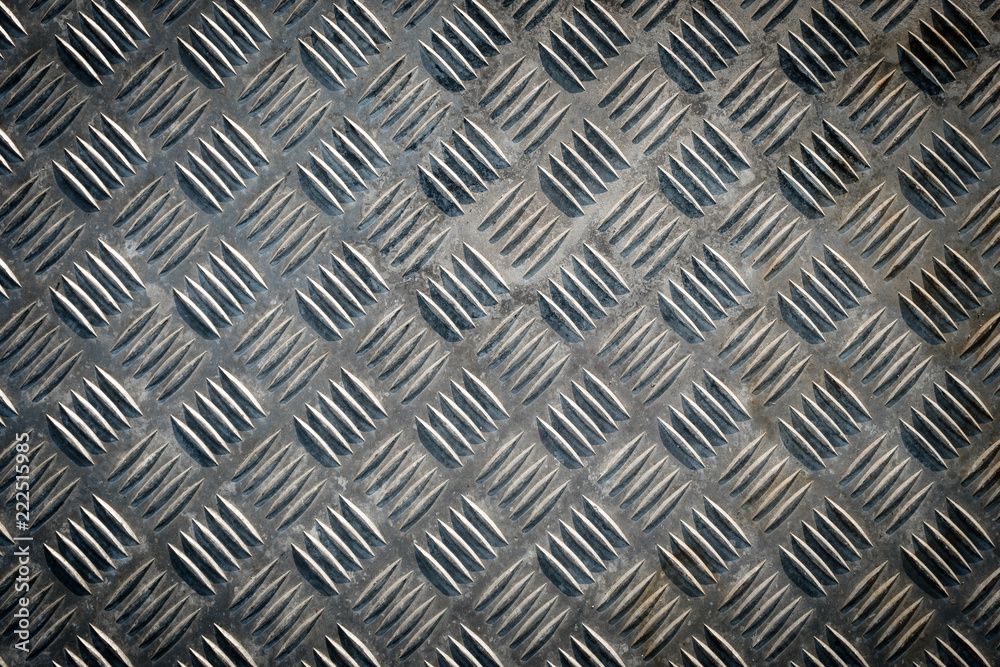 Metal floor plate with diamond pattern texture Metal floor plate with diamond pattern texture