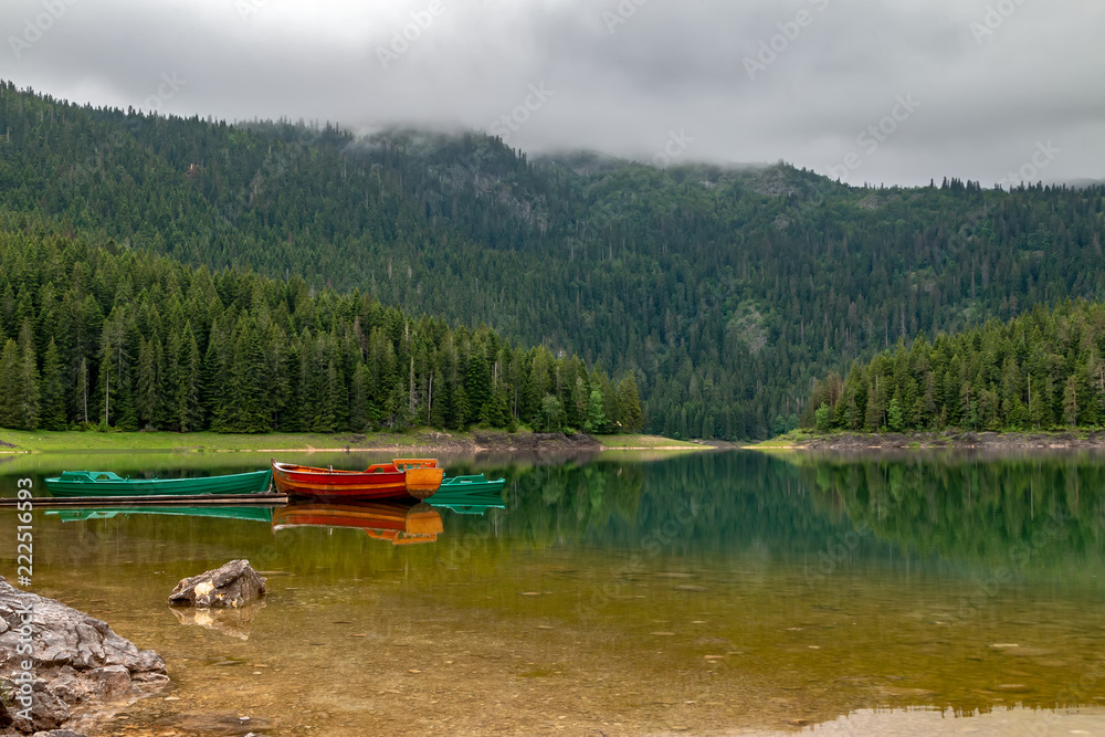  Three boats in the Black Lake, Montenegro