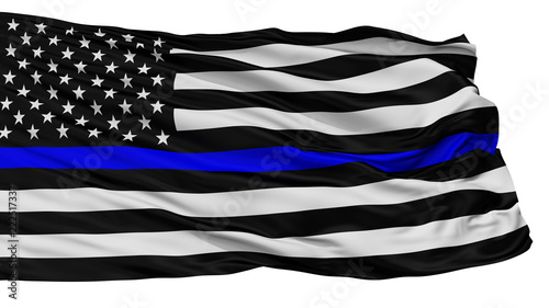 Blue Lives Matter Isolated Flag With White Background, 3D Rendering