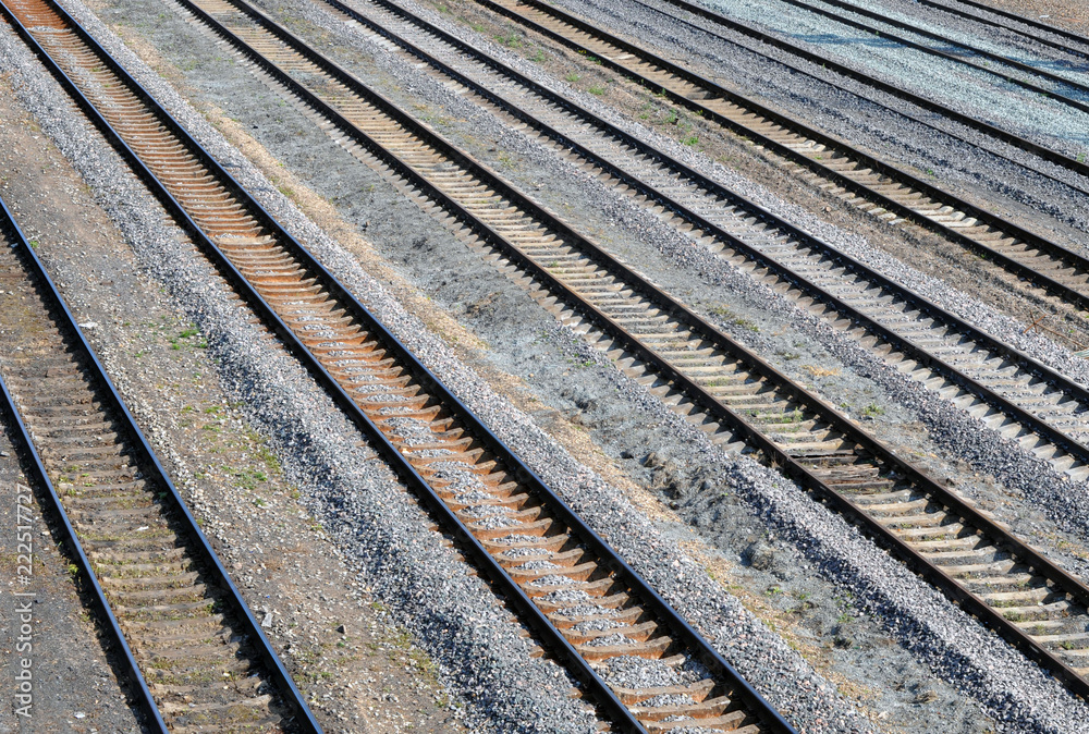 Background. Railroad tracks at a major railway station Background. Railroad tracks at a major railway station