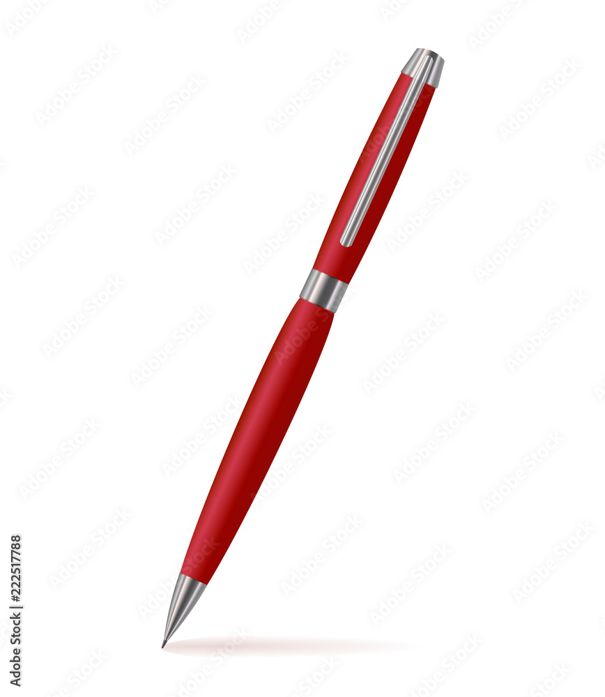 Vector Realistic Pen, Writing Instrument, Isolated Illustration.