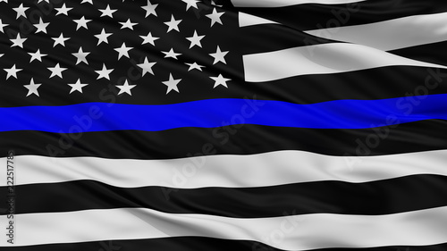 Blue Lives Matter Closeup Flag, 3D Rendering