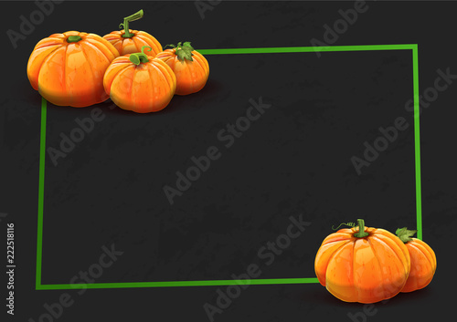 Pumpkins on black background