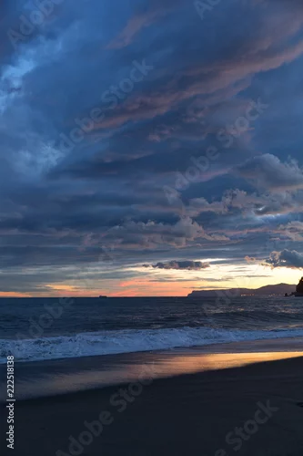 Obraz zachód słońca w liguryjskich komórkach