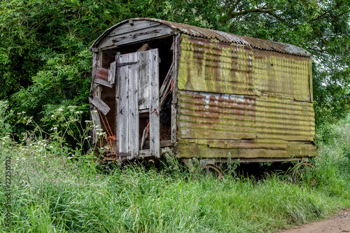 Old metal shed in countryside