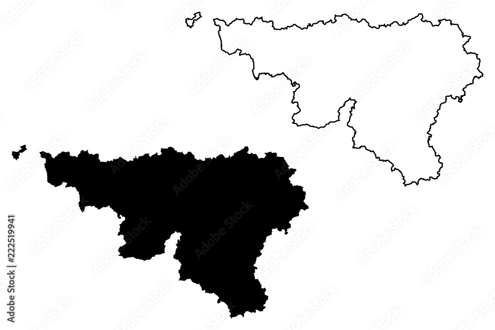Wallonia (Community and region of Belgium, Kingdom of Belgium) map vector illustration, scribble sketch Wallonia map
