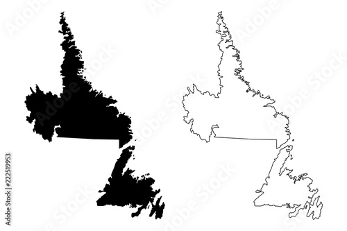 Newfoundland and Labrador (provinces and territories of Canada) map vector illustration, scribble sketch Newfoundland and Labrador map