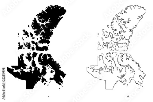 Nunavut (provinces and territories of Canada, Canadian Arctic Archipelago) map vector illustration, scribble sketch Nunavut map photo