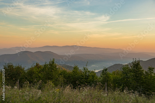 Preacher-chair sunrise landscape in Hungarian nature trail outdoor
