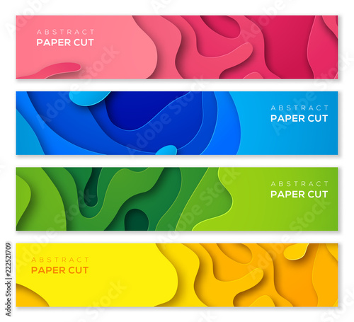 Banners in paper cut style