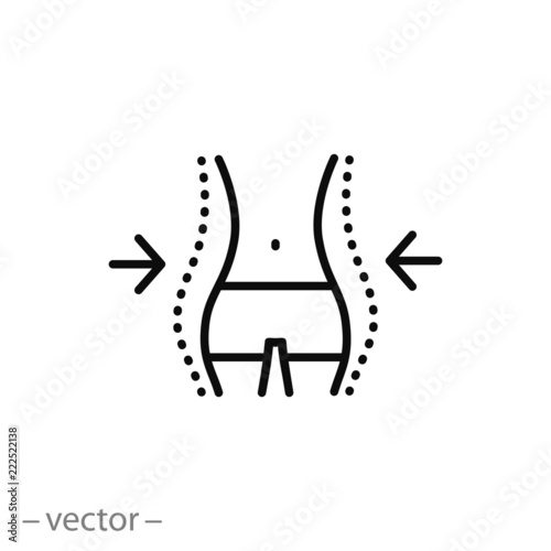fat and slim figure icon, waist woman linear sign isolated on white background - editable vector illustration eps10