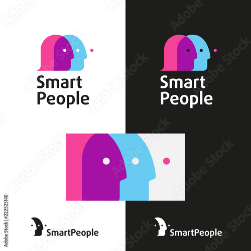 Logo in modern style, intersecting heads
